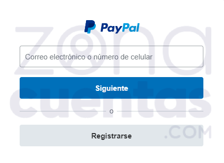 Ingresar correo o teléfono en PayPal